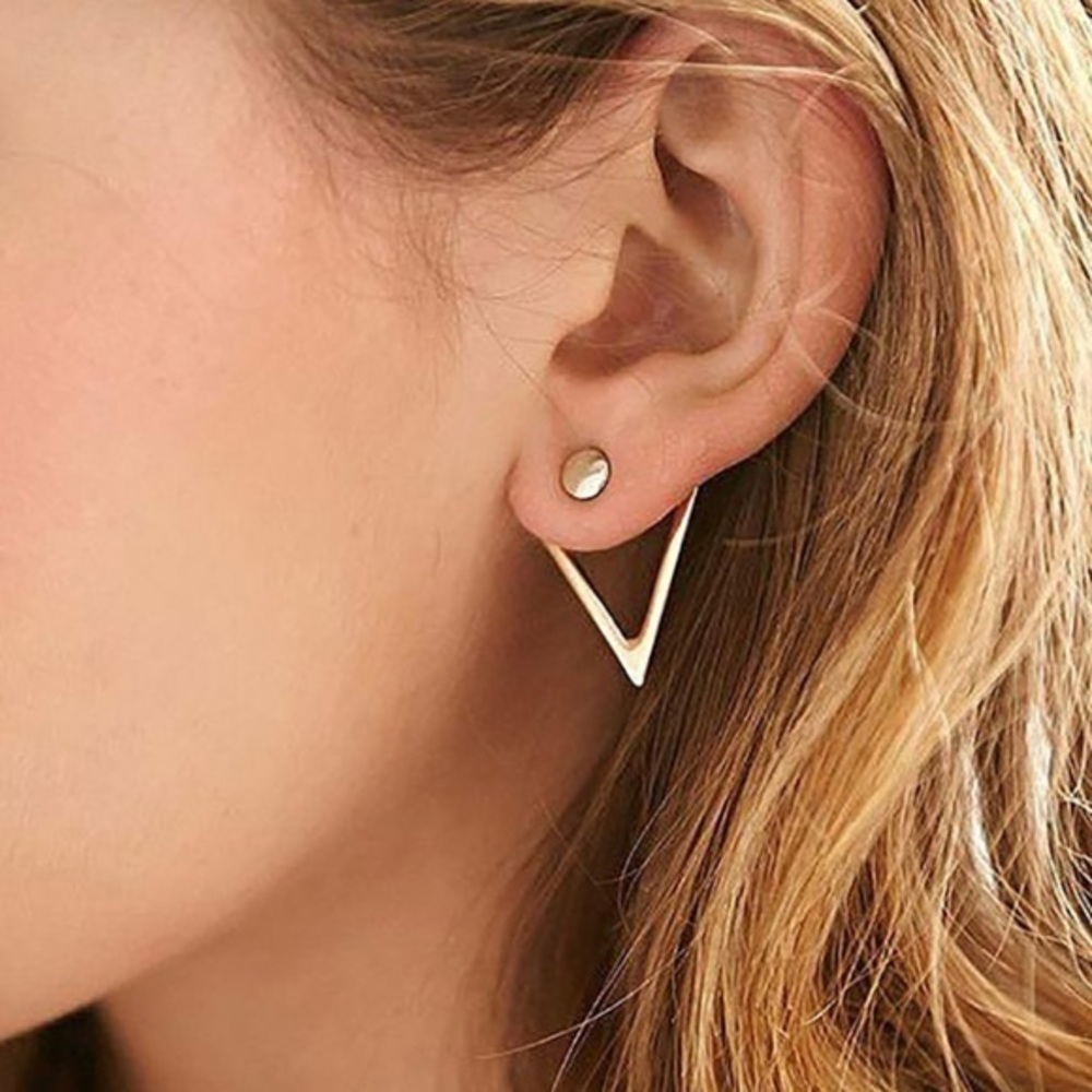 New Triangle Back Hanging Stud Earrings